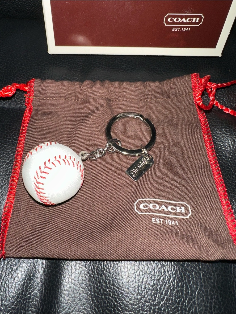 New Coach Baseball Keychain Fob Charm (style number FS7377)